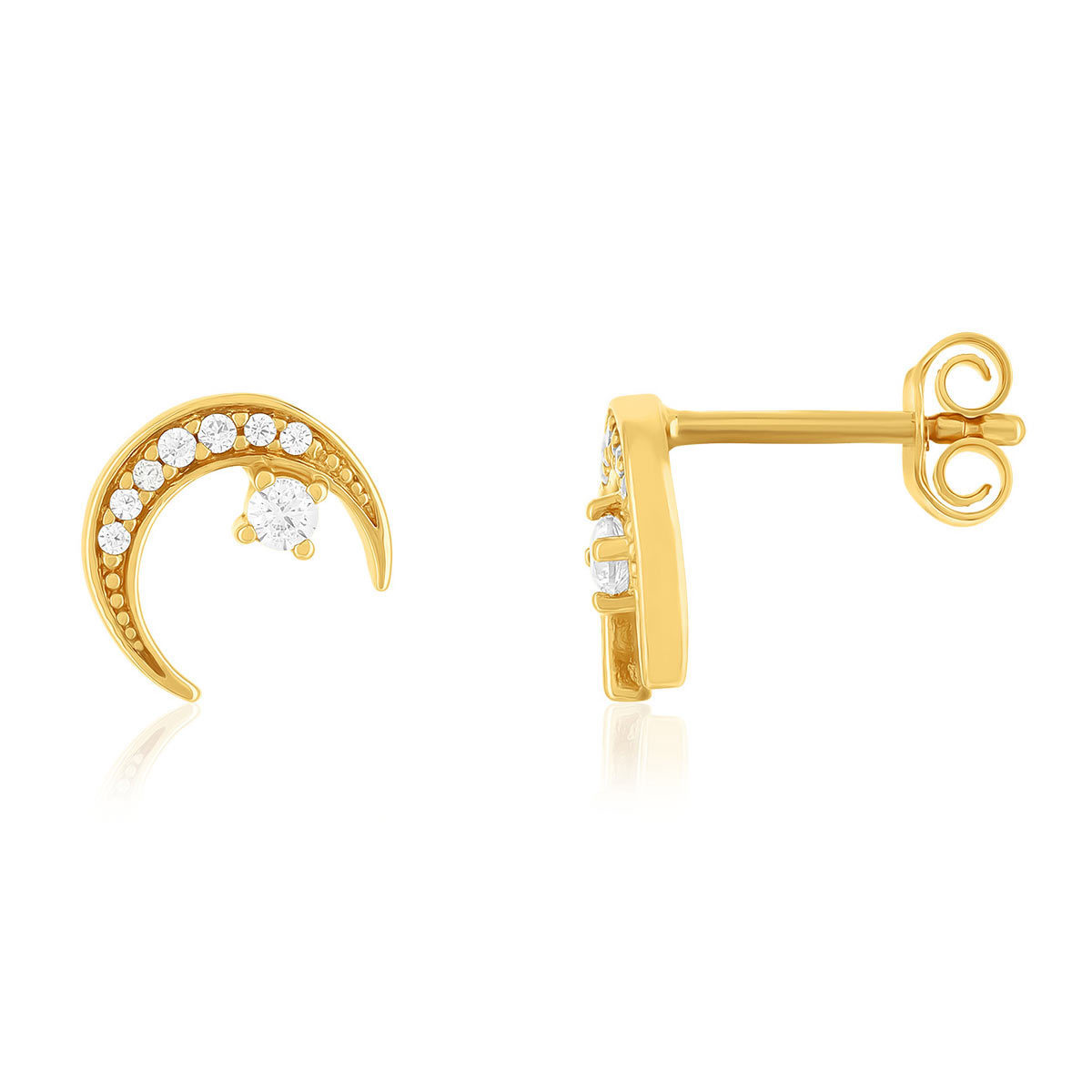 Boucles d'oreilles plaqué or lune zirconias