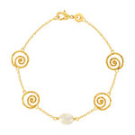 Bracelet plaqué or perle imitation 18 cm - vue 1