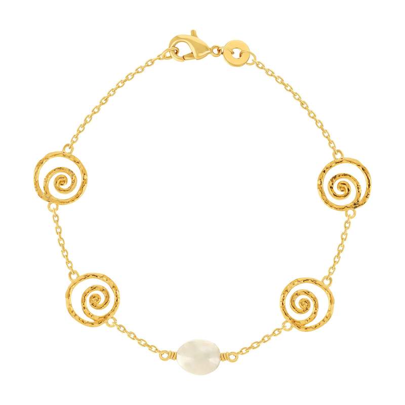 Bracelet plaqué or perle imitation 18 cm - vue 1