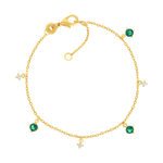 Bracelet plaqué or pierres synthétiques vertes et zirconias 18 cm - vue 1