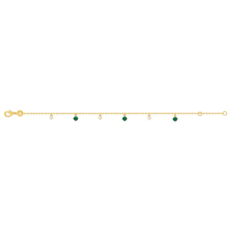 Bracelet plaqué or pierres synthétiques vertes et zirconias 18 cm - vue 2
