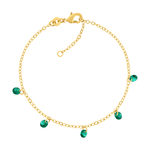 Bracelet plaqué or pierres synthétiques vertes 18 cm - vue 1
