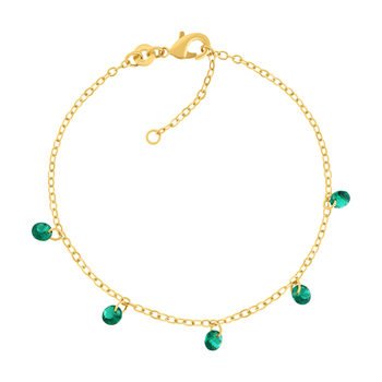 Gold-plated bracelet green synthetic stones 18 cm