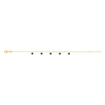 Gold-plated bracelet green synthetic stones 18 cm