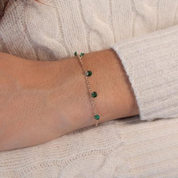 Gold-plated bracelet green synthetic stones 18 cm