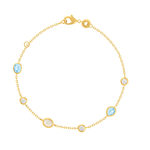 Bracelet plaqué or pierres synthétiques bleues et zirconias 18 cm - vue 1