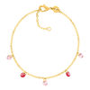 Bracelet plaqué or pierres synthétiques roses 18 cm - vue V1