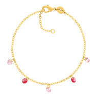 Bracelet plaqué or pierres synthétiques roses 18 cm