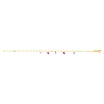 18 cm gold-plated bracelet with pink synthetic stones