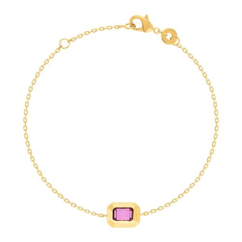 Bracelet plaqué or pierre synthétique rose 18 cm