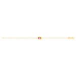 Bracelet plaqué or pierre synthétique rose 18 cm - vue 2