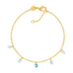 Bracelet plaqué or pierres synthétiques bleues 18 cm - vue 1