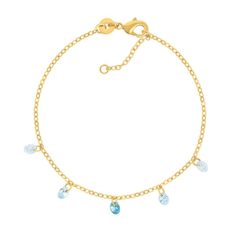 Bracelet plaqué or pierres synthétiques bleues 18 cm - vue 1
