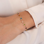 Bracelet plaqué or pierres synthétiques multicolores 18 cm - vue porté 1