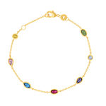 Bracelet plaqué or pierres synthétiques multicolores 18 cm - vue 1