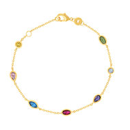 Bracelet plaqué or pierres synthétiques multicolores 18 cm