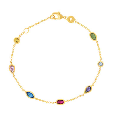 Bracelet plaqué or pierres synthétiques multicolores 18 cm - vue 1