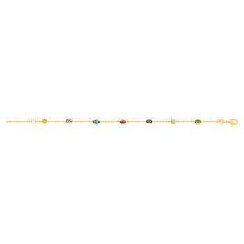 Bracelet plaqué or pierres synthétiques multicolores 18 cm