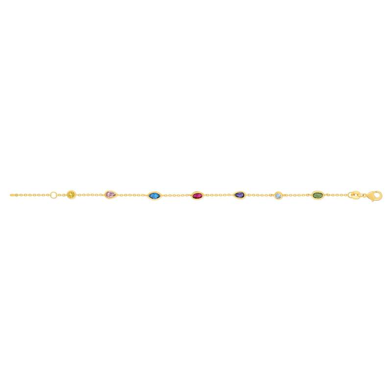 Bracelet plaqué or pierres synthétiques multicolores 18 cm - vue 2