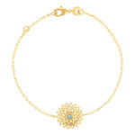 Bracelet plaqué or pierre synthétique verte 18 cm - vue 1