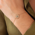 Bracelet plaqué or pierre synthétique verte 18 cm - vue porté 1