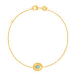 Bracelet plaqué or pierre synthétique verte 18 cm - vue 1