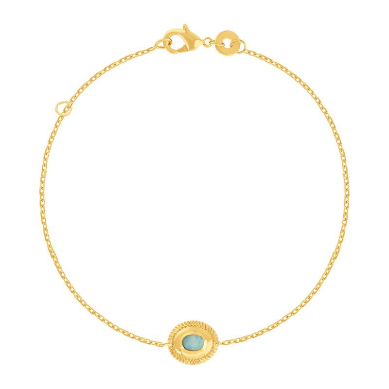 Bracelet plaqué or pierre synthétique verte 18 cm - vue 1