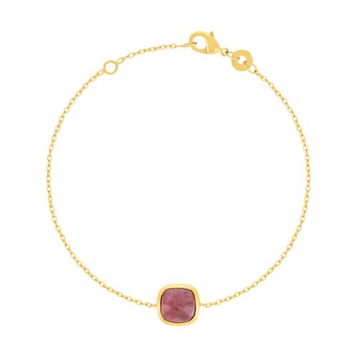 Bracelet plaqué or pierre synthétique rouge 18 cm