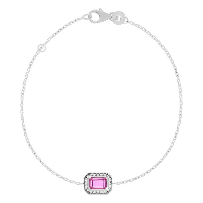 Bracelet argent 925 pierre synthétique rouge 18 cm - vue 1