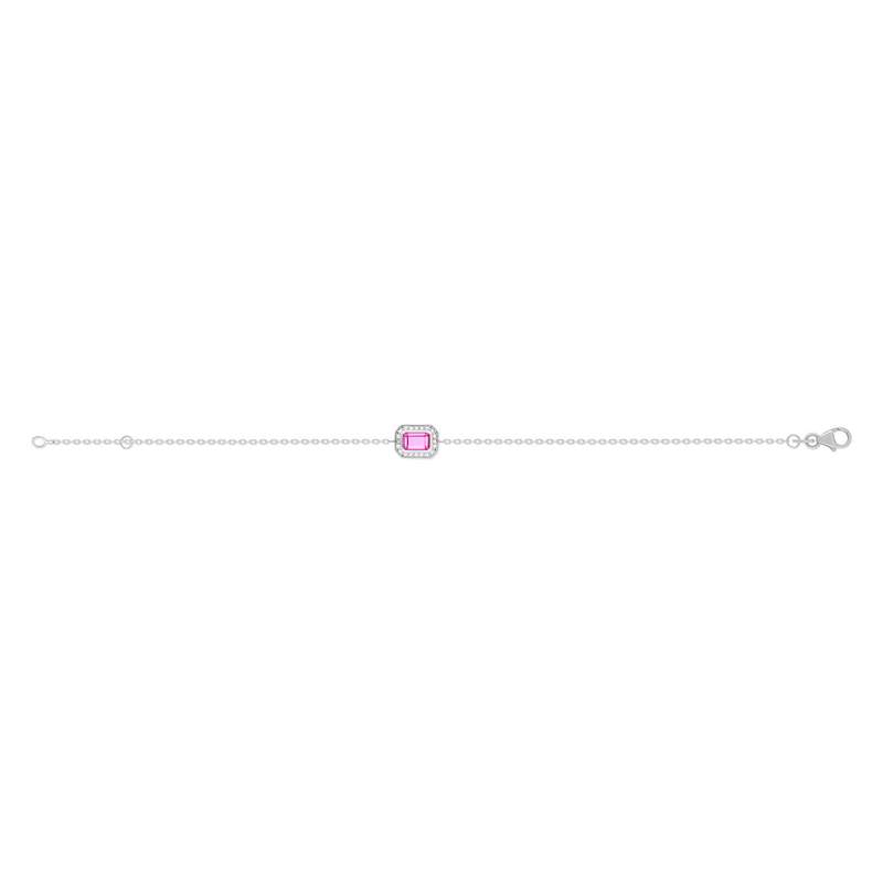 Bracelet argent 925 pierre synthétique rouge 18 cm - vue 2