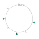 Bracelet argent 925 pierres synthétiques vertes et zirconias 18 cm - vue 1