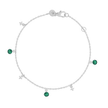 Bracelet argent 925 pierres synthétiques vertes et zirconias 18 cm