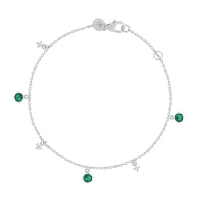 Bracelet argent 925 pierres synthétiques vertes et zirconias 18 cm