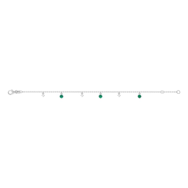 Bracelet argent 925 pierres synthétiques vertes et zirconias 18 cm - vue 2