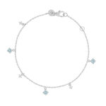 925 sterling silver bracelet with blue synthetic stones and zirconia, 18 cm - view 1