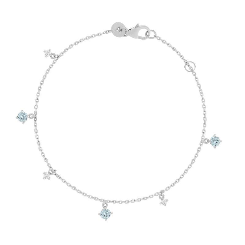 Bracelet argent 925 pierres synthétiques bleues et zirconias 18 cm - vue 1