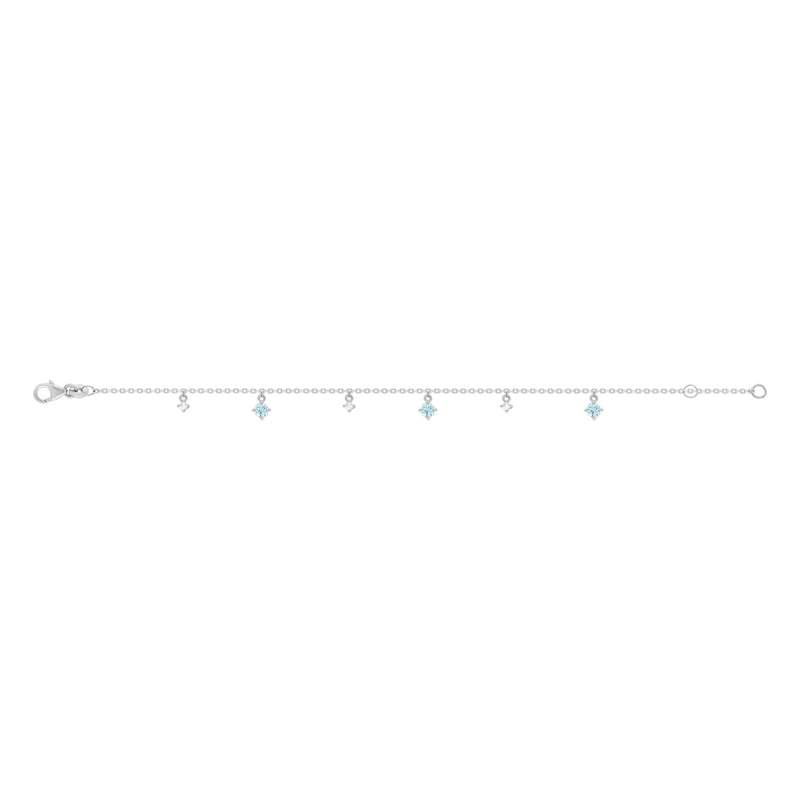 Bracelet argent 925 pierres synthétiques bleues et zirconias 18 cm - vue 2
