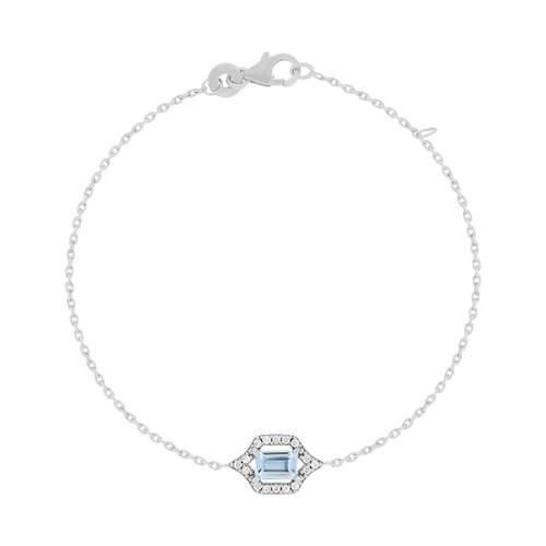 Bracelet argent 925 pierre synthétique bleue et zirconias 18 cm