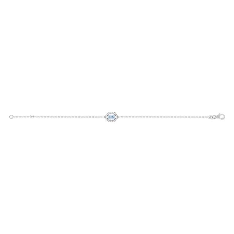 Bracelet argent 925 pierre synthétique bleue et zirconias 18 cm - vue 2