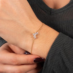 Bracelet plaqué or zirconias 18 cm - vue porté 1