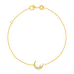 Bracelet plaqué or lune et zirconias 18 cm - vue 1