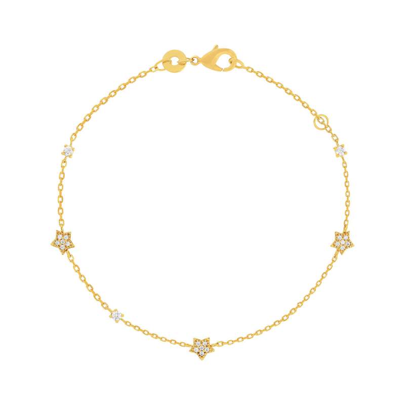 Bracelet plaqué or étoiles et zirconias 18 cm - vue 1
