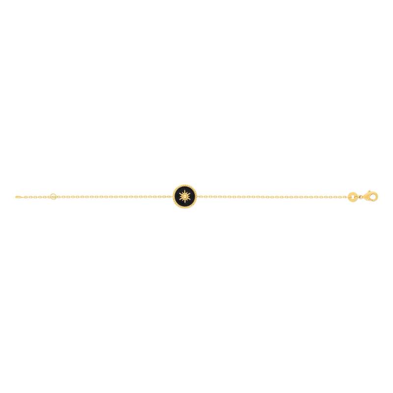 Bracelet plaqué or laque noire 18 cm - vue 2