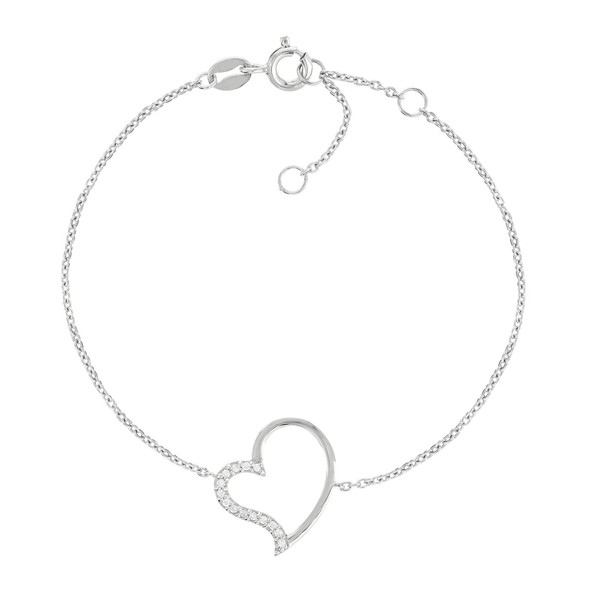 Bracelet argent 925 coeur et zirconias