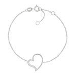 Bracelet argent 925 coeur et zirconias - vue 1