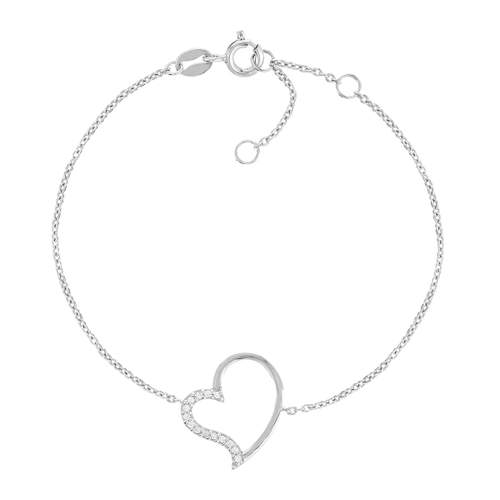 Bracelet argent 925 coeur et zirconias