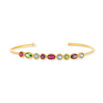 Bracelet plaqué or jonc pierres synthétiques multicolores - vue 1