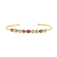 Bracelet plaqué or jonc pierres synthétiques multicolores