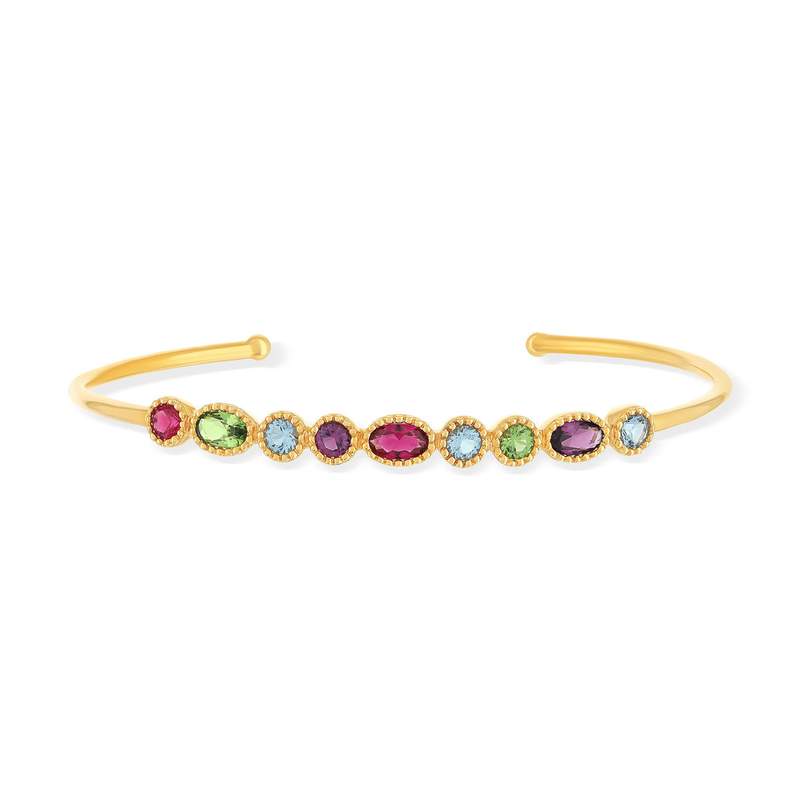 Vergulde armband met veelkleurige synthetische steentjes - afbeelding 1