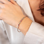 Bracelet plaqué or jonc pierres synthétiques multicolores - vue porté 1